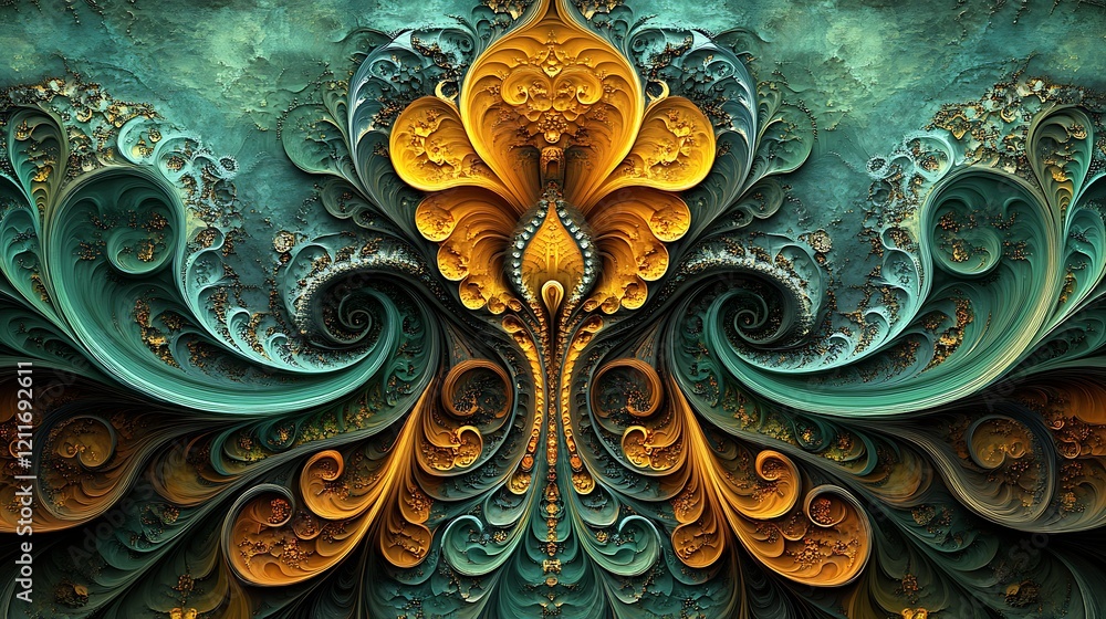 Wall mural a detailed and intricate fractal pattern in shade background