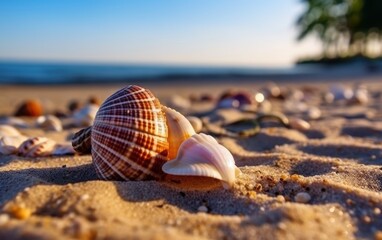 Obraz premium Seashells on Sandy Beach