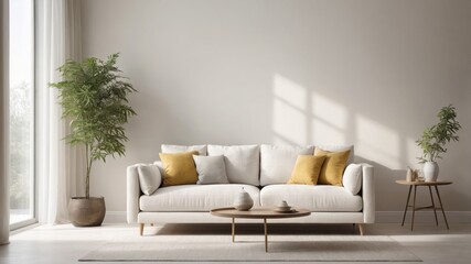 Modern Living Room with Cream Sofa