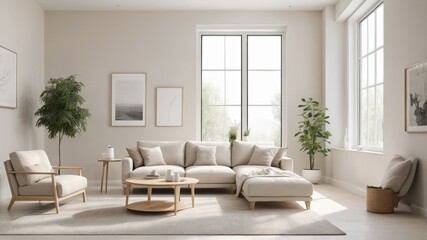 Modern Living Room with Cream Sofa