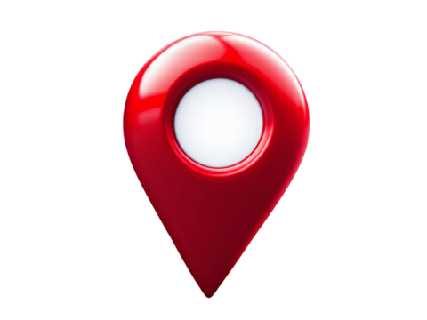 Shiny Red Location Pin Icon 3D Render