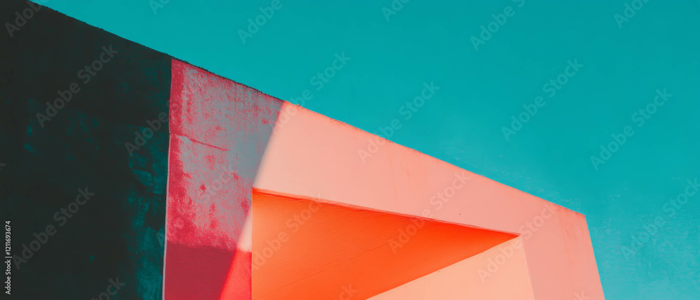 Poster Exploration of geometric shapes with vibrant color contrasts and dynamic textures