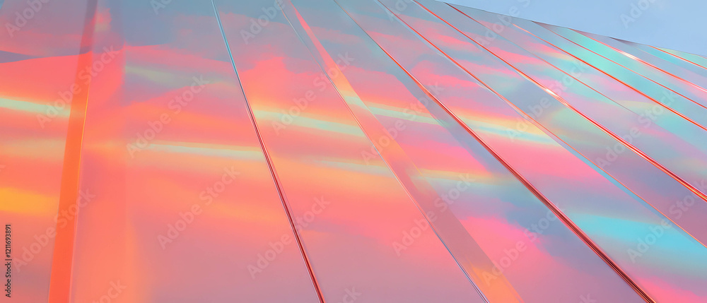 Poster exploring the vibrant texture of colorful aluminum composite panels in architecture