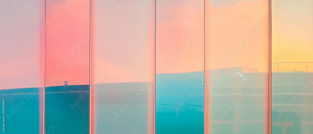 Poster colorful aluminum sheet with flat surface and smooth texture reflecting light patterns