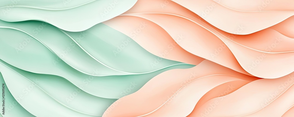 Poster whimsical watercolor idea. elegant flowing waves in soft colors create a calming and modern abstract