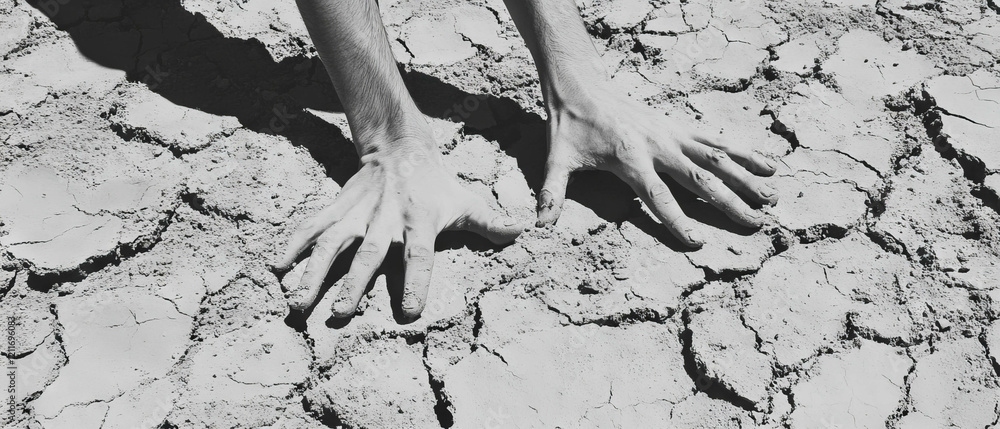 Poster texture of cracked desert earth showcasing dry surface and geometric patterns
