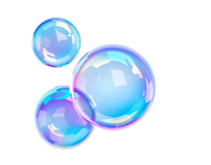 Iridescent Bubbles Floating on Black Background