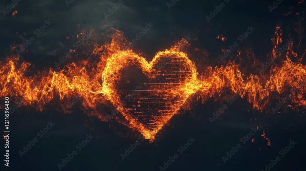 Aufkleber a conceptual graphic showing a heart wave merging with sound waves, illustrating the connection betw