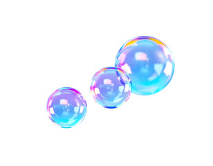 Iridescent Soap Bubbles Floating on Black Background