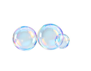 Iridescent Soap Bubbles Floating on Black Background