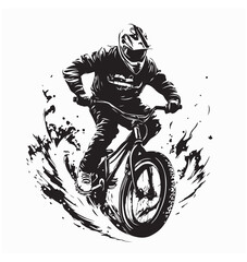 Naklejka premium Young Man Performing Stunts on a BMX Bike with Energy and Passion vector image isolated on white background.