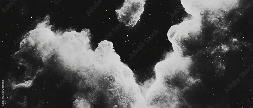 Poster exploring the mysterious texture of dark matter clouds in the cosmos