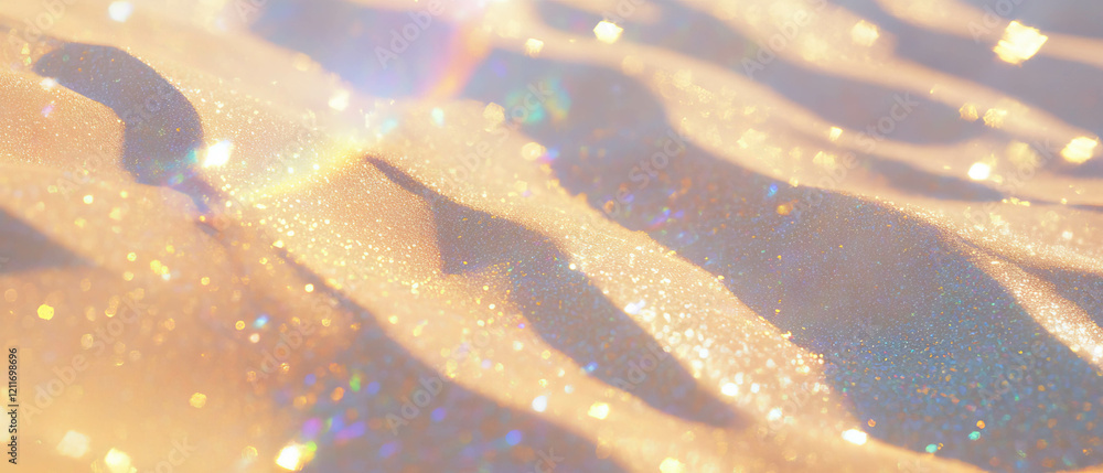 Poster exploring the intricate patterns of windblown desert sand dunes at sunset