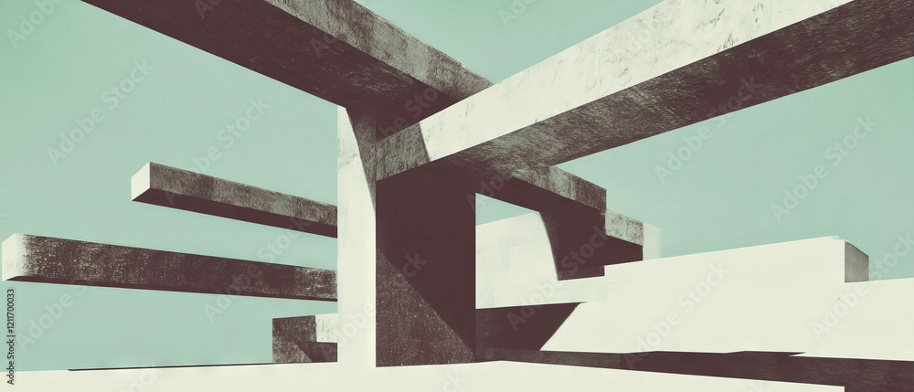 Poster Exploring textures with diverging lines and transformed perspectives in abstract art