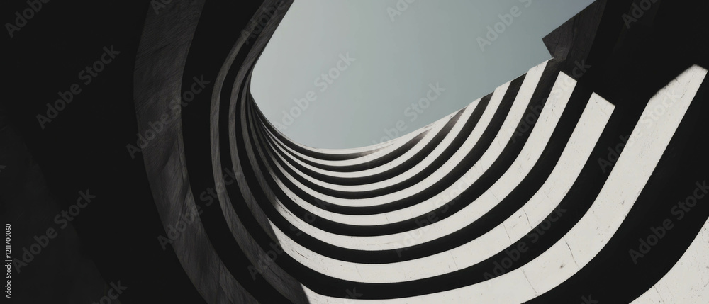 Poster exploration of diverging lines and expanding space in contemporary architectural design