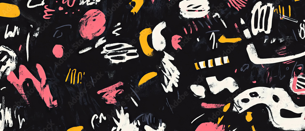 Poster Diverse Doodle Patterns Featuring Scribbles and Varied Shapes in Bold Colors