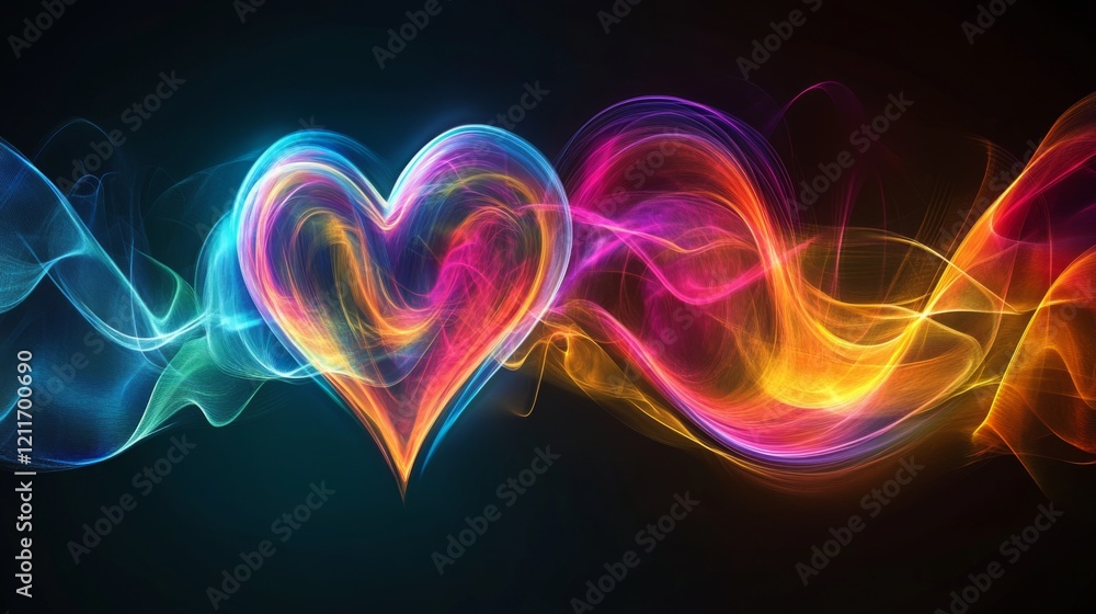Leinwandbilder a creative visualization of heart waves morphing into abstract shapes, representing the life force a