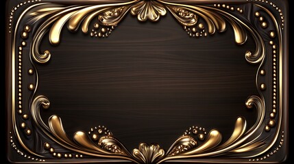 Ornate Gold Frame Enhances Dark Wooden Plaque