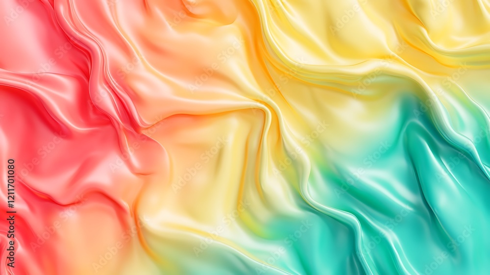 Poster abstract colorful draped fabric showing smooth waves