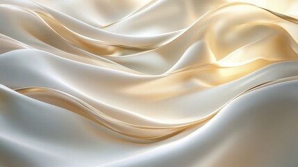 Obraz premium Elegant flow of soft golden and cream silk waves illuminated by warm light