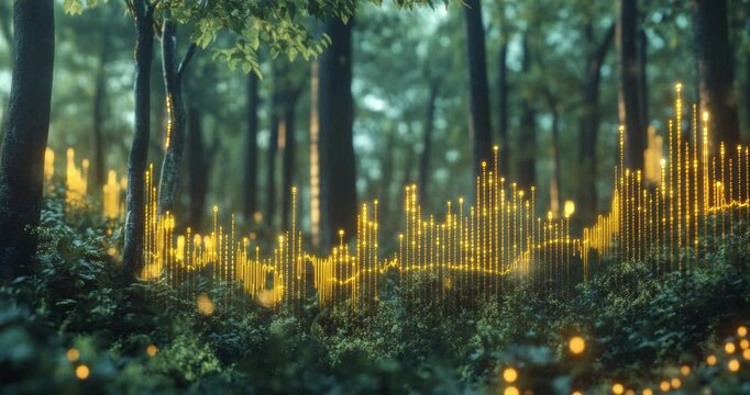 Digital graph depicting growth and financial success in the agricultural industry. Green Growth. Nature Sustainability. Environment. Symbolizing business success through eco-friendly agriculture tech