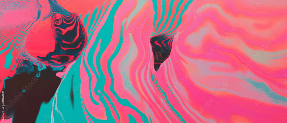 Poster Expanding and contracting patterns create a dynamic visual rhythm in vibrant colors