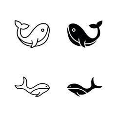 Baby whale icon set color editable