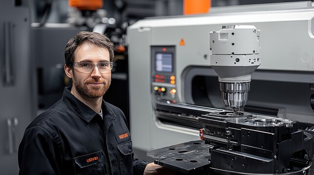 a CNC programmer working inside a manufacturing plant.