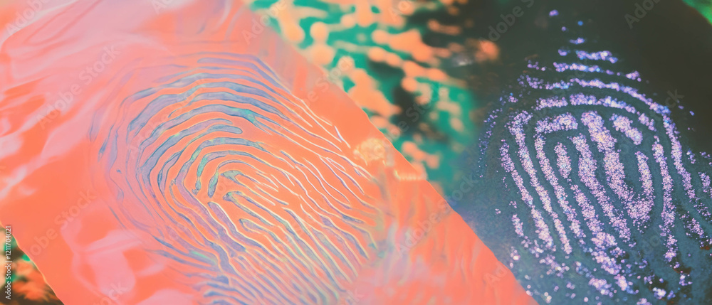 Poster unique patterns of fingerprint art with vibrant colors and textures