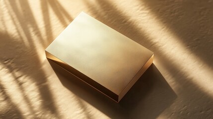 Gold textured box in sunlight with shadows
