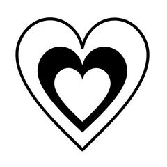 Retro groovy heart clipart. Black and white heart doodle. Valentines day clipart. Valentine heart in cartoon flat style. Hand draw vector illustration