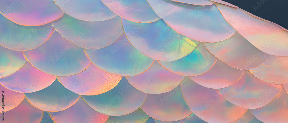 Poster Exploring the intricate texture and iridescent sheen of overlapping fish scales