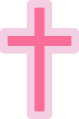 Obraz premium Pink Cross icon. Baptism Cross. Christening cross for baby girl. Elegant pink cross flat vector isolated. For Name Days, Confirmation, Christening, Baptism, Easter and as a Remembrance.