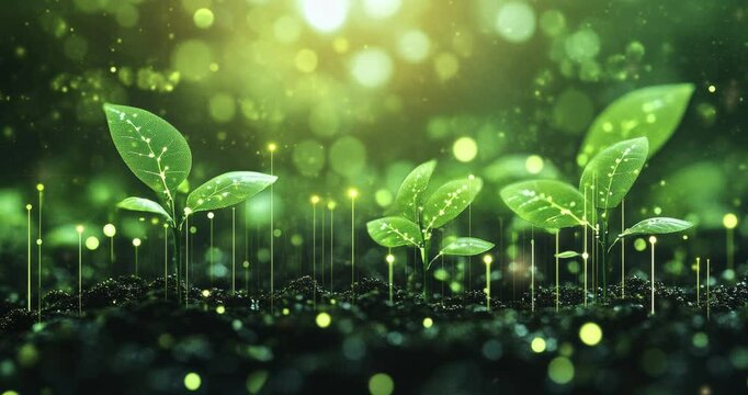 Digital graph depicting growth and financial success in the agricultural industry. Green Growth. Nature Sustainability. Environment. Symbolizing business success through eco-friendly agriculture tech