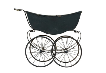 Antique baby carriage with four wheels