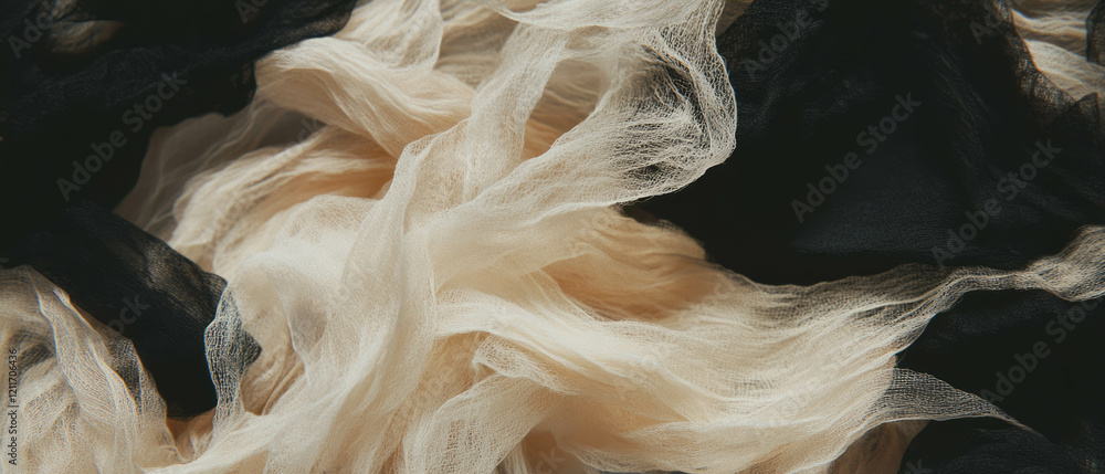 Poster Frayed ribbons and loose threads create a rustic texture of intertwined fabrics