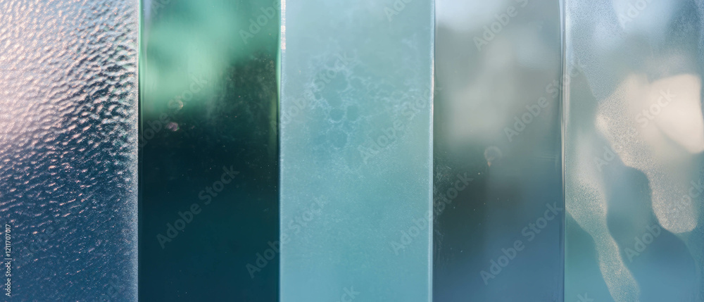 Poster Intricate patterns and textures of frosted glass showcasing translucent surfaces