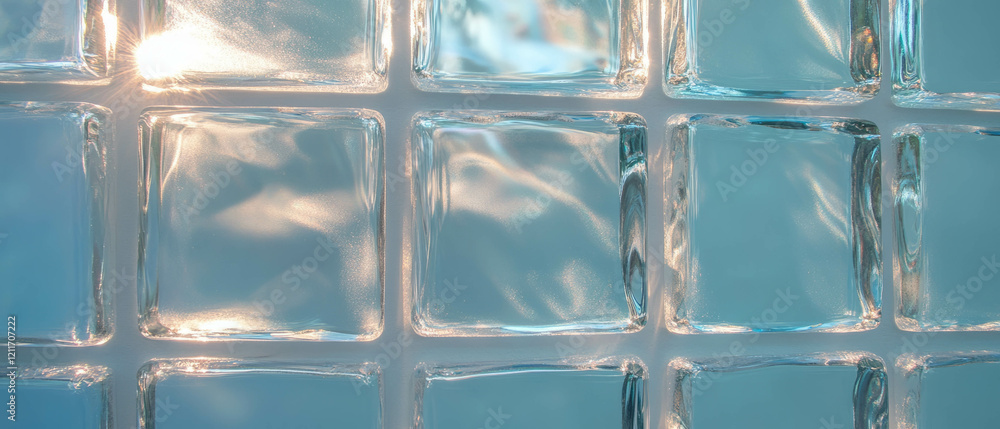 Poster frosted glass bricks creating beautiful light effects in modern architecture