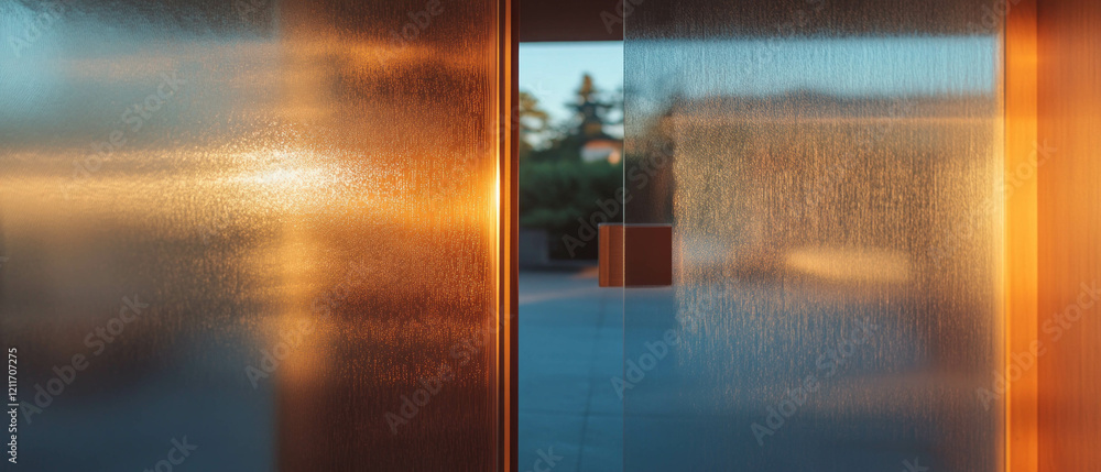 Poster Frosted glass doors create a modern atmosphere with diffused light in a tranquil setting