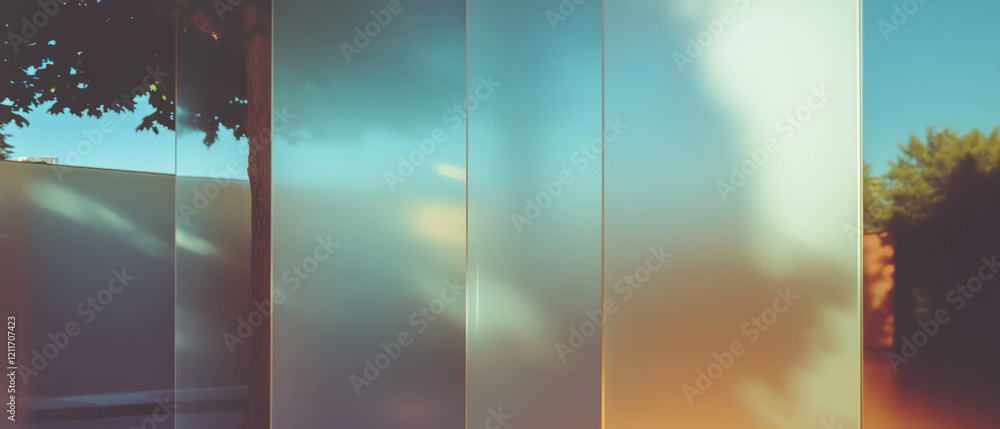 Poster frosted glass panels create a diffused light effect in a contemporary setting