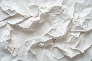 Obraz premium A close-up of soft crumpled white paper, showcasing folds, creases, and textured details. The clean, neutral palette and soft shadows create an organic, minimalist aesthetic.