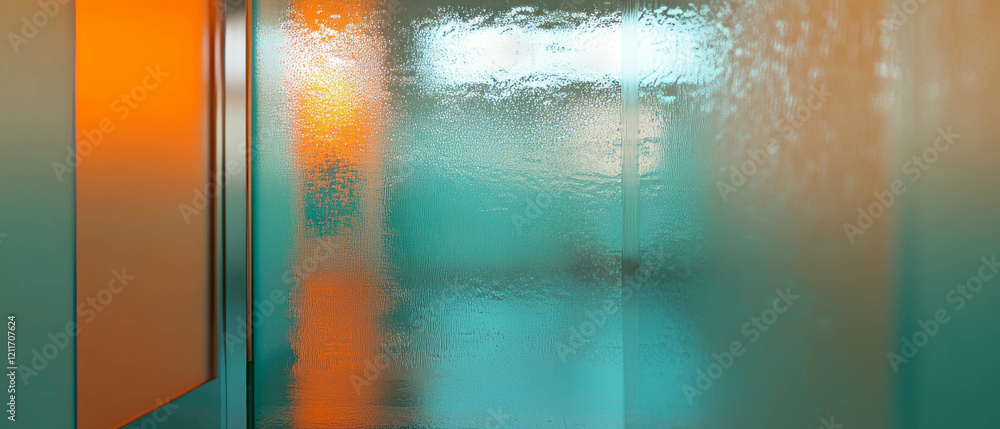Poster frosted glass partitions create a serene environment with diffused light and subtle textures