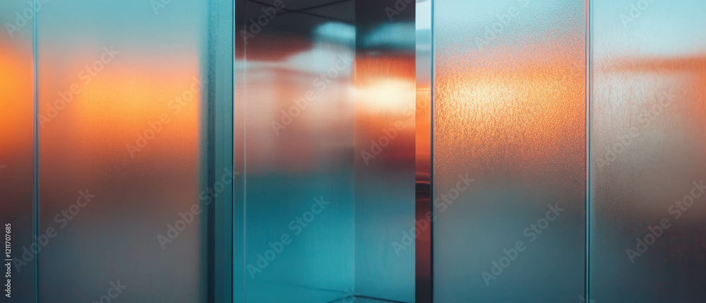 Poster Frosted glass partitions create a serene environment with diffused lighting for spatial division