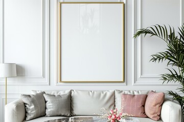 Ultra Quality Image of a Framed Piece of Art by Person Hangs on a White Wall in a Living Room