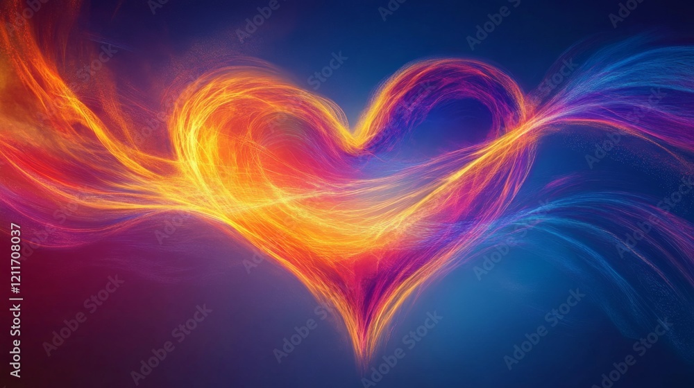 Aufkleber a glowing heart wave pattern flowing through a gradient background, capturing the essence of life an