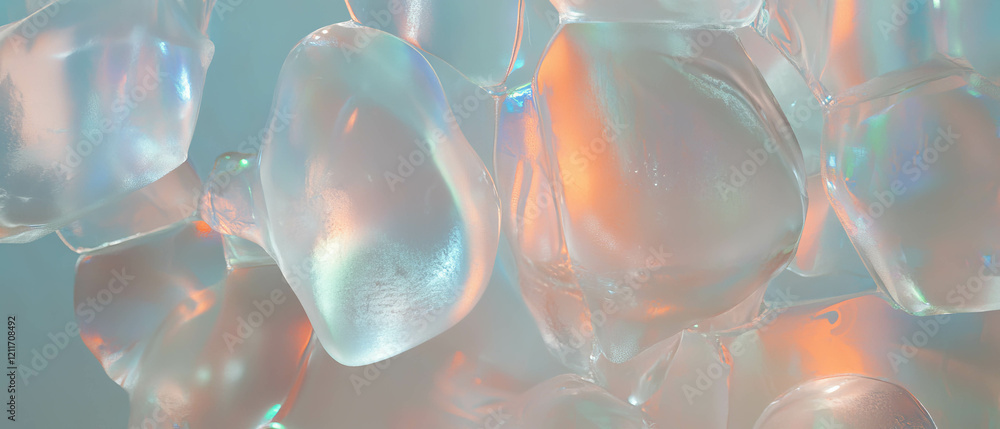 Aufkleber Frosted glass texture with encased objects and diffused light creating a unique visual effect