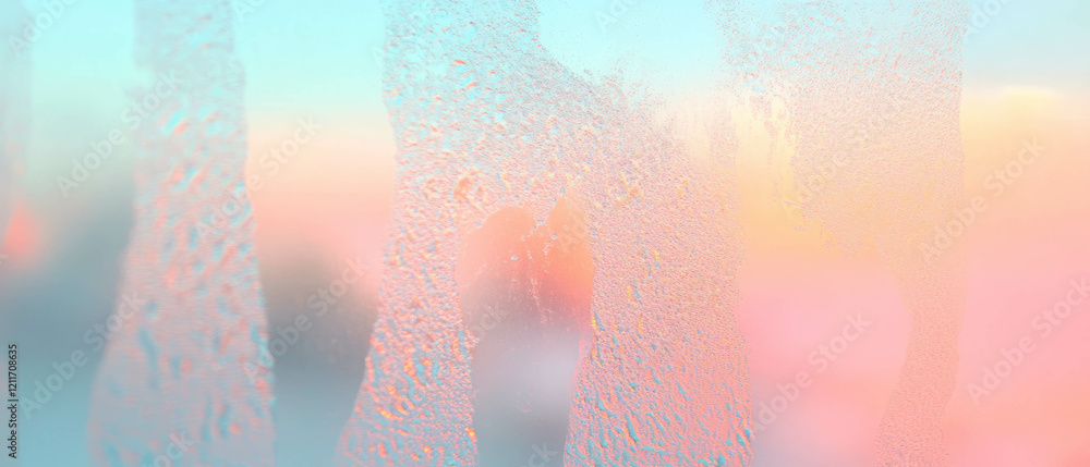 Poster Frosted glass texture with layered colors and diffused light creating a serene atmosphere