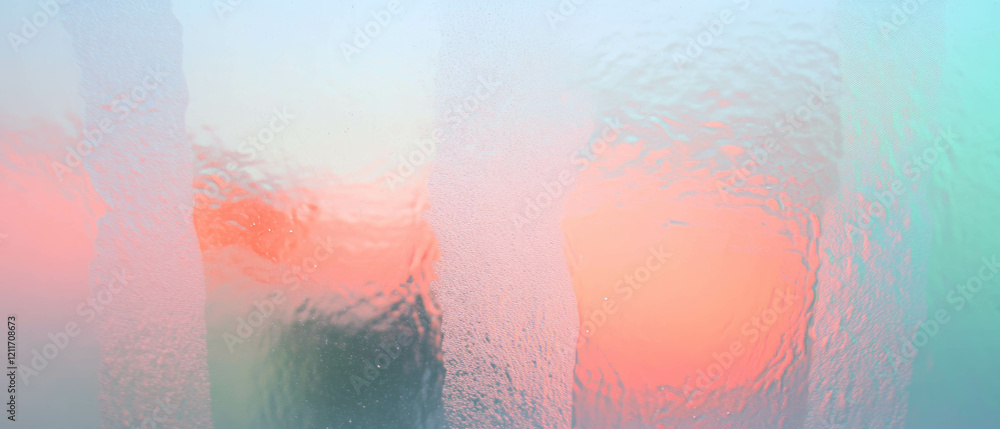 Poster frosted glass texture showcases layered colors with diffused light effects