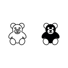 Teddy bear icon set color editable on white background