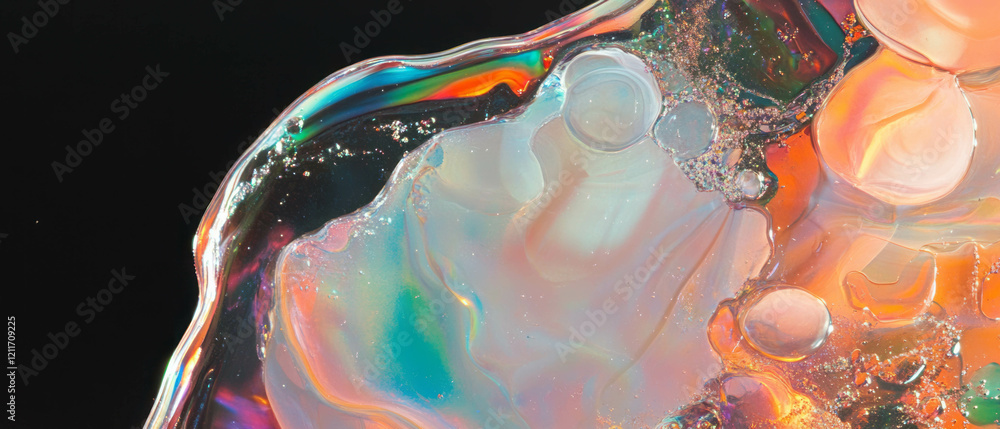 Poster exploration of fused glass art with layered colors and smooth textures